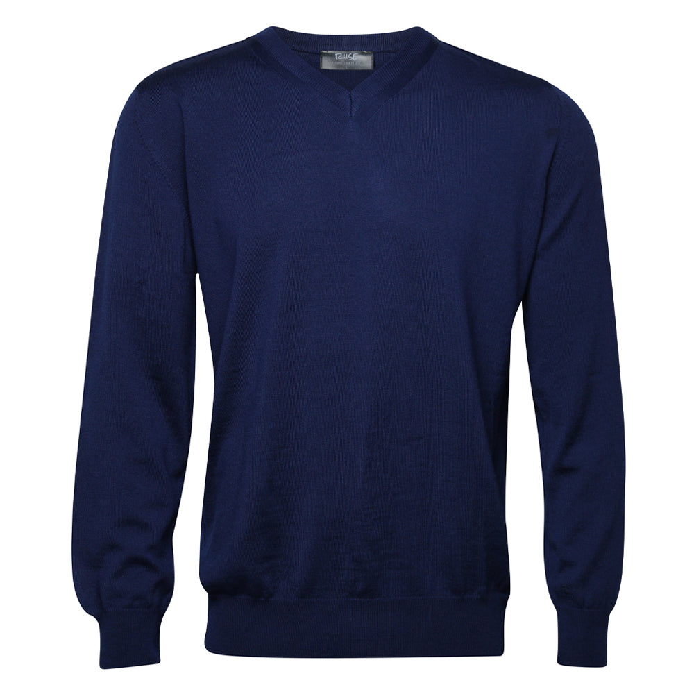 Riise Herre Merino V-neck, Blue Sea