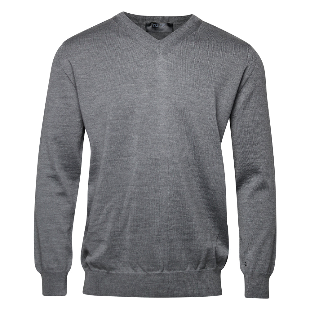 Riise Herre Merino V-neck, Grå Melange