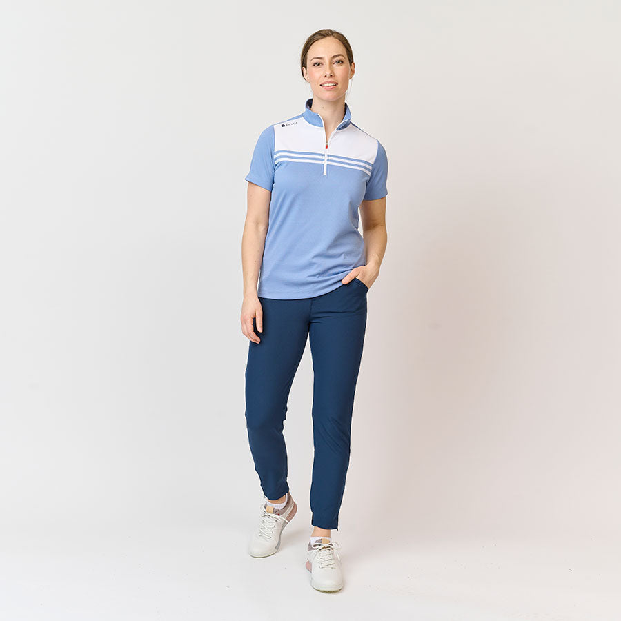 Dame Front Zip Polo, Hvid