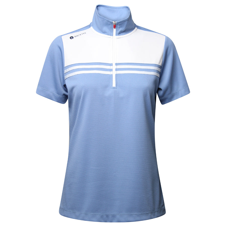Dame Front Zip Polo, Hvid