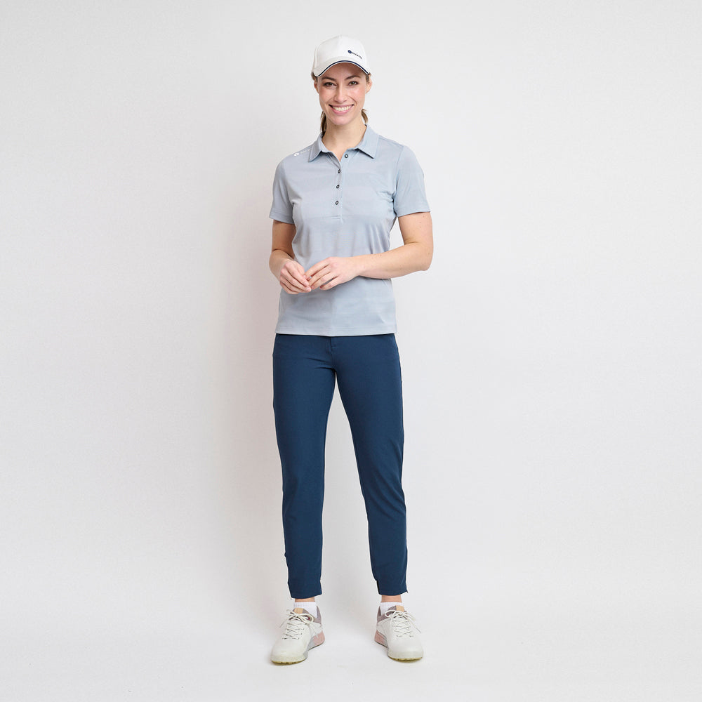 Dame Jacquard Polo, Lys grå