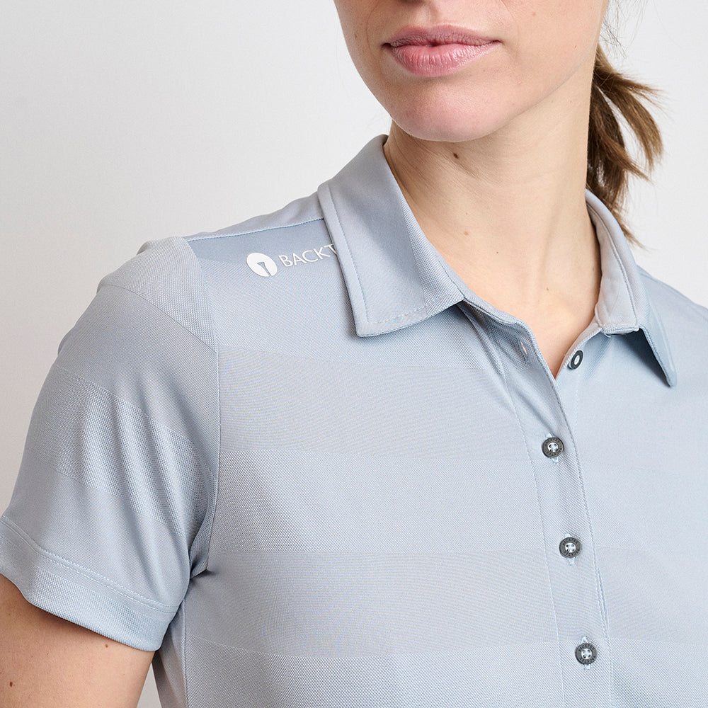 Dame Jacquard Polo, Lys grå