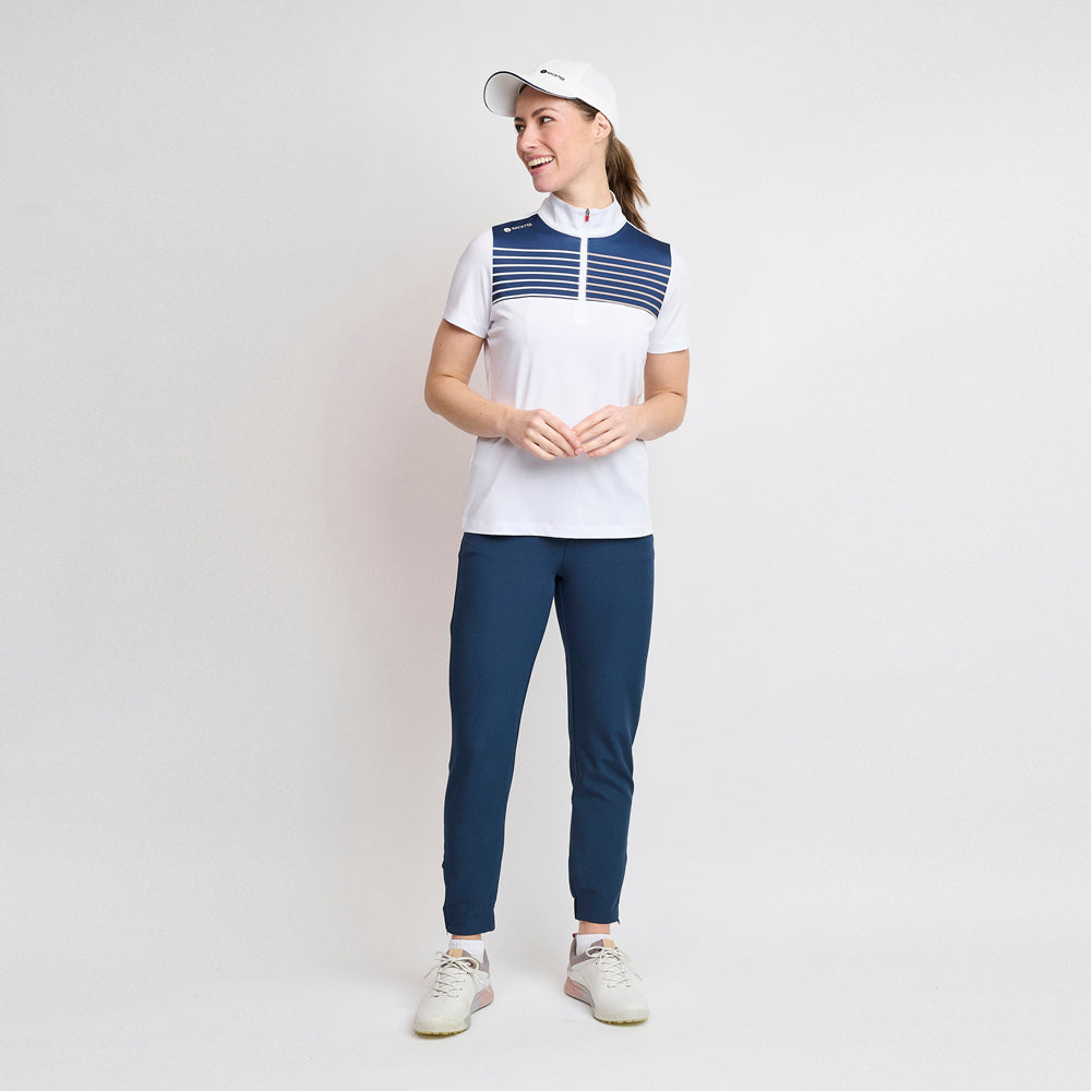 Dame Zip Golf Polo, Hvid