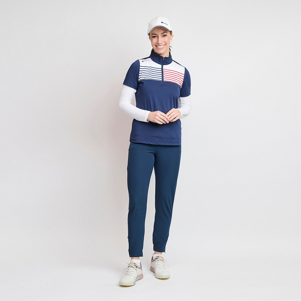 Dame Zip Golf Polo, Marineblå
