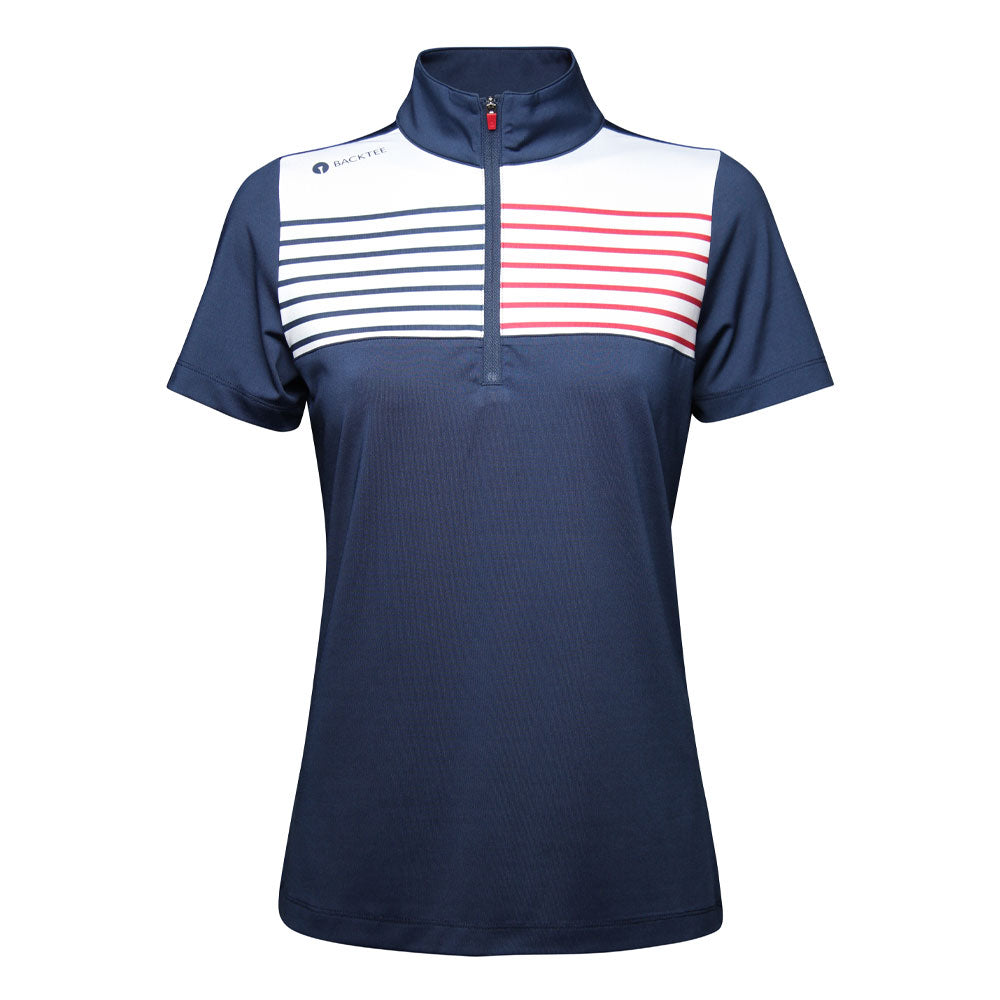 Dame Zip Golf Polo, Marineblå