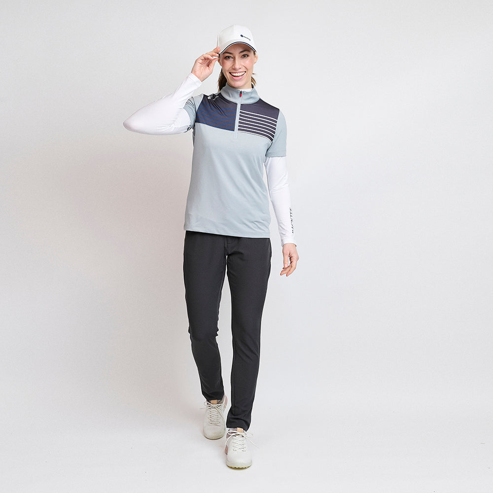 Dame Zip Golf Polo, Lys grå
