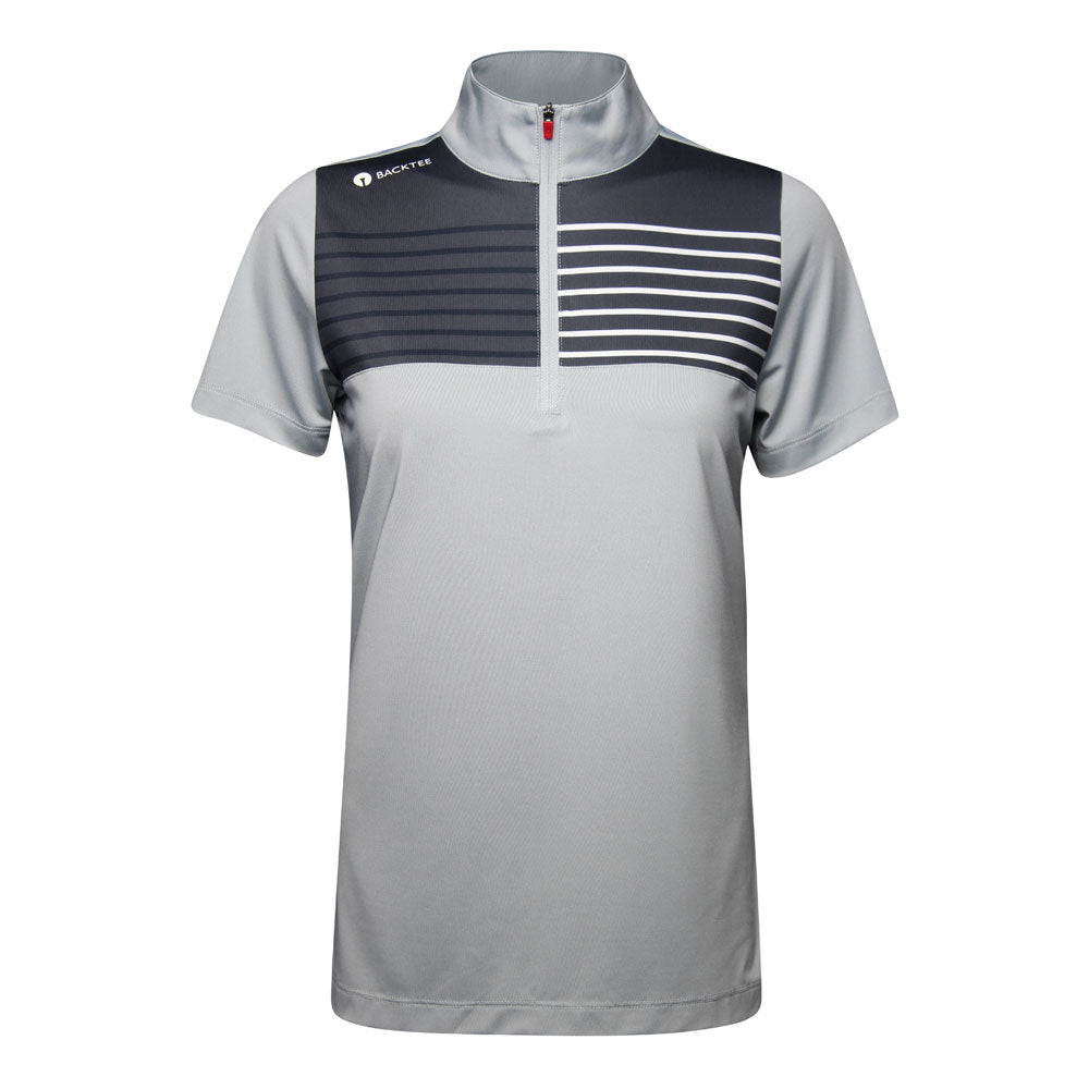 Dame Zip Golf Polo, Lys grå