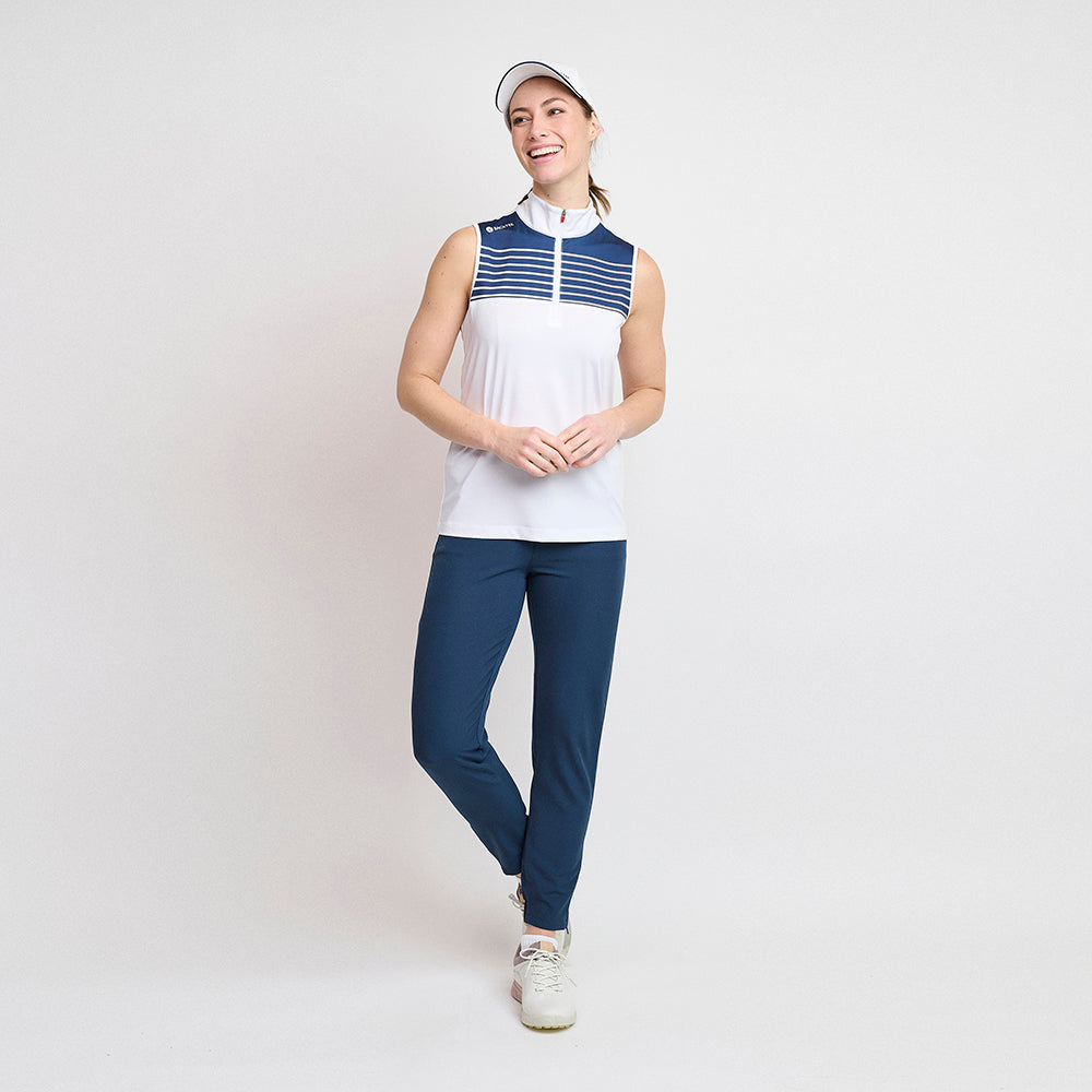 Dame Zip Golf Polo Top, Hvid