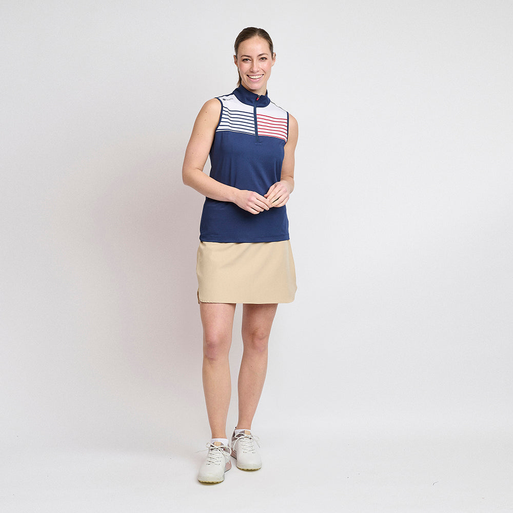 Dame Zip Golf Polo Top, Marineblå