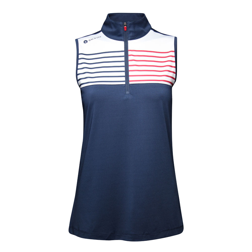 Dame Zip Golf Polo Top, Marineblå