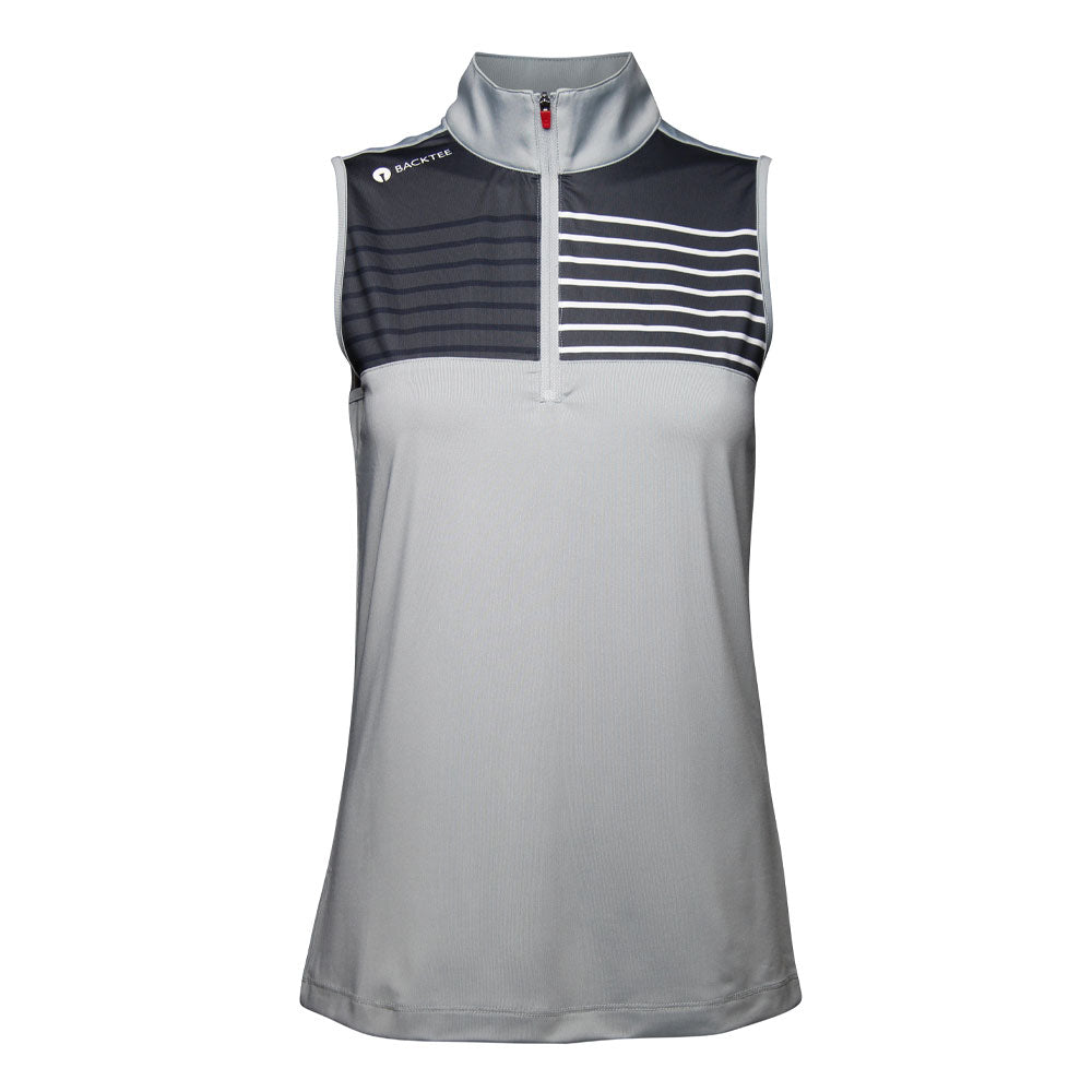 Dame Zip Golf Polo Top, Lys grå