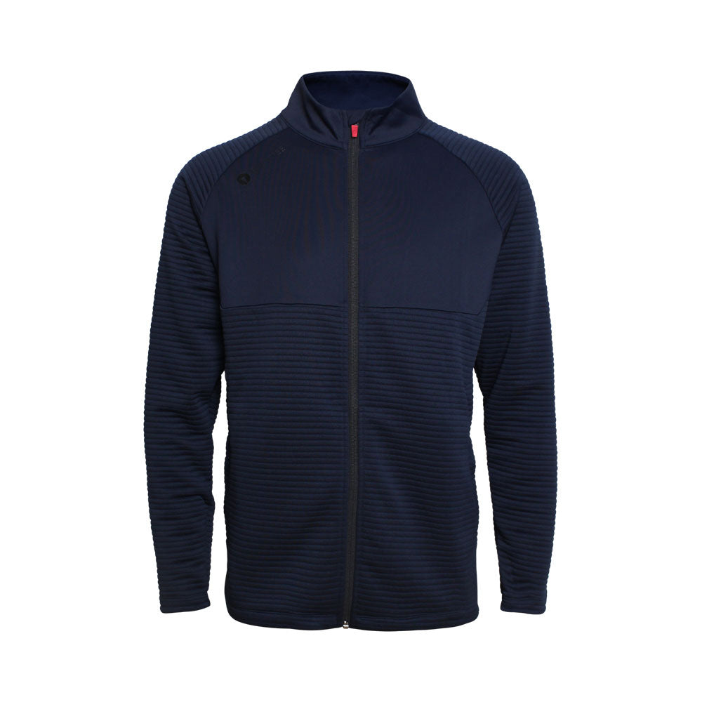 Herre Waffel Midlayer Cardigan, Marineblå