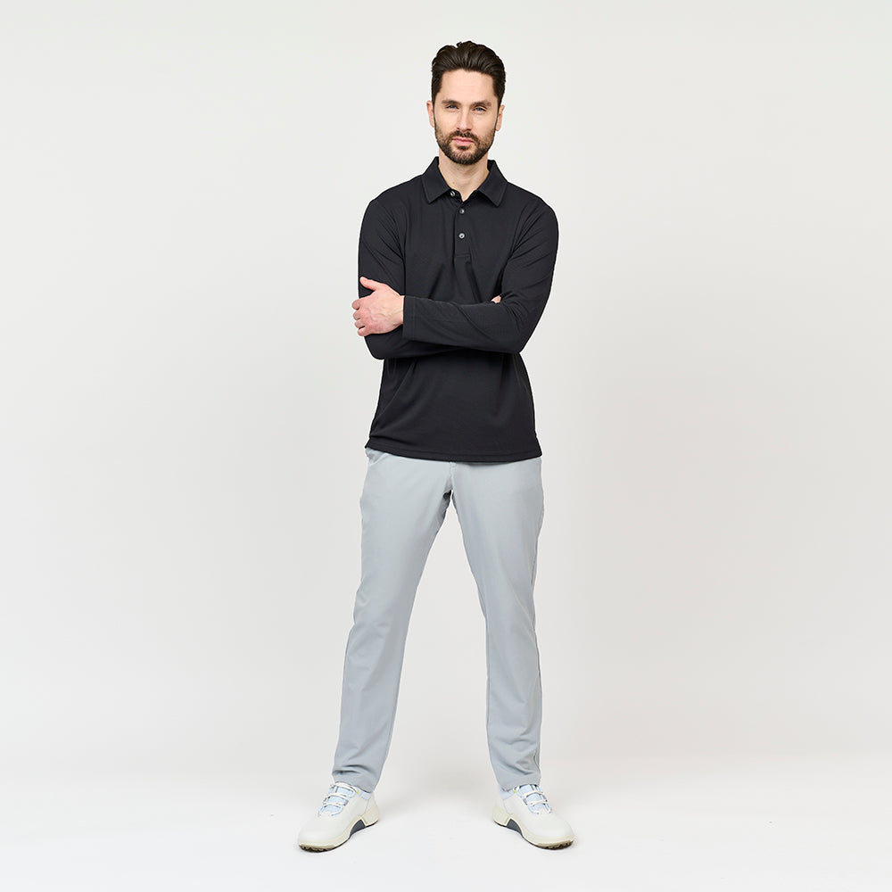 Herre Performance Langærmet Polo, Sort