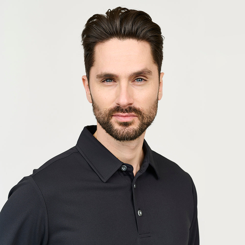 Herre Performance Langærmet Polo, Sort