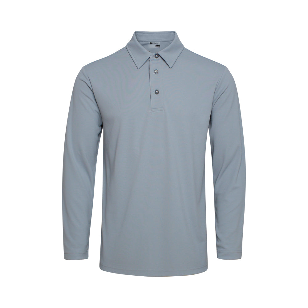 Herre Performance Langærmet Polo, Lys grå