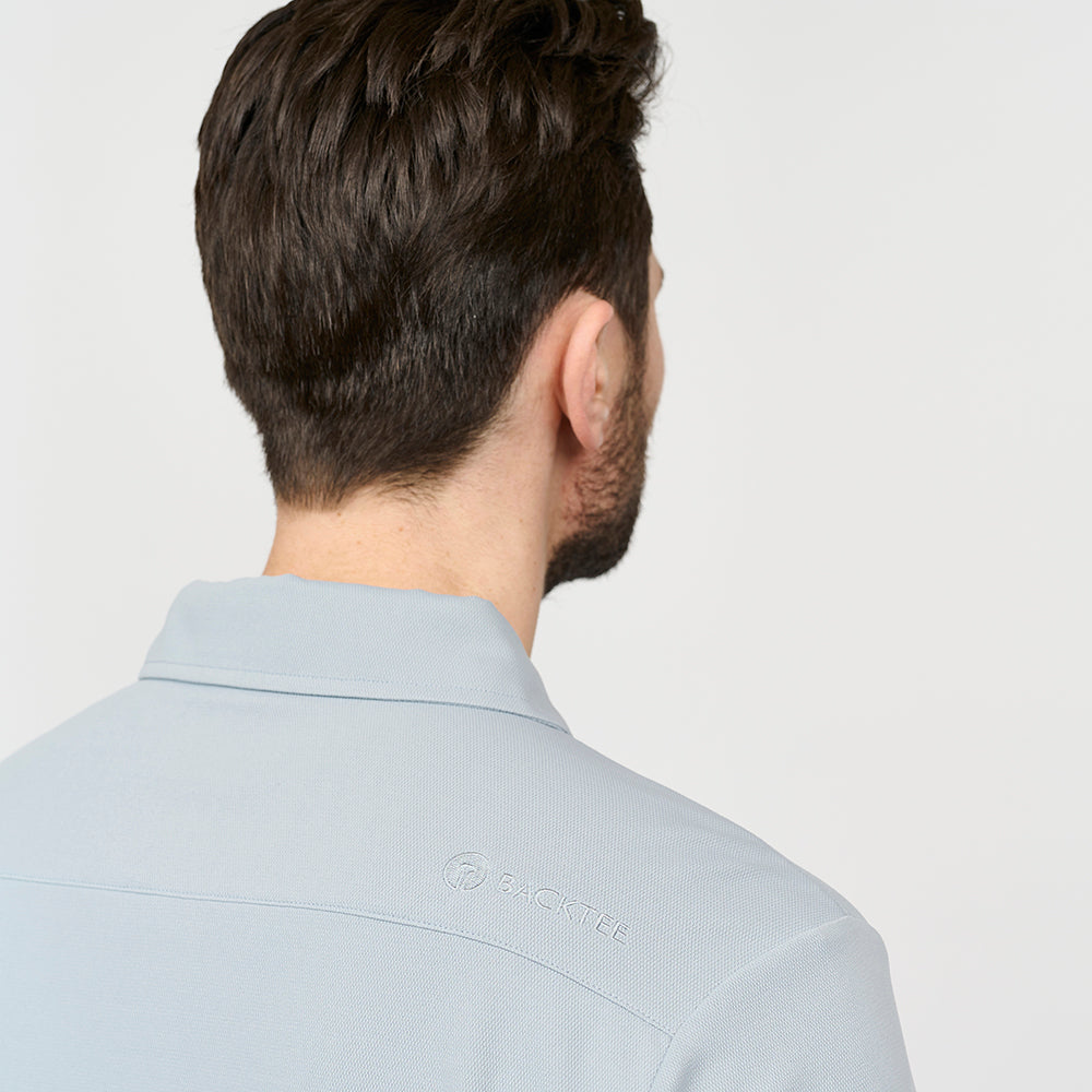 Herre Performance Langærmet Polo, Lys grå