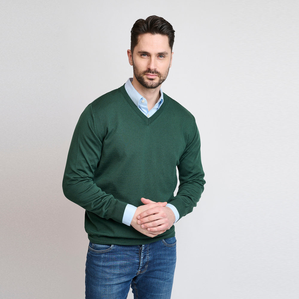 Riise Herre Merino V-neck, Fairway