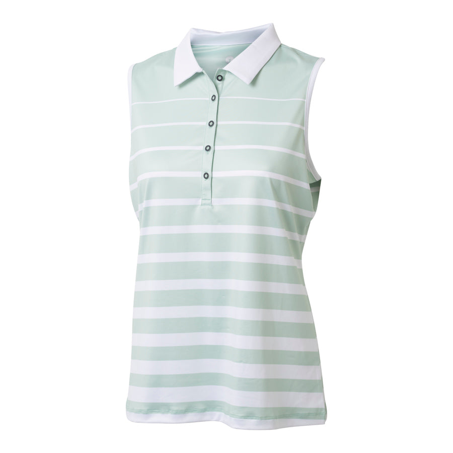 Dame SoftCool Stribet Polotop, Mint