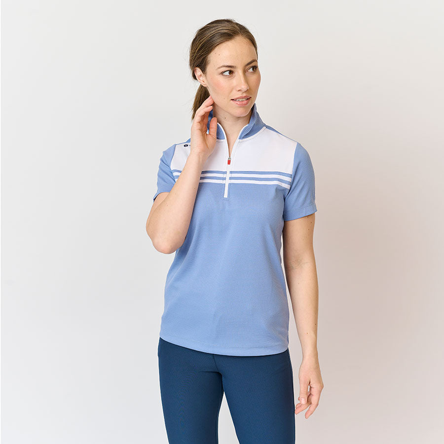 Dame Front Zip Polo, Hvid