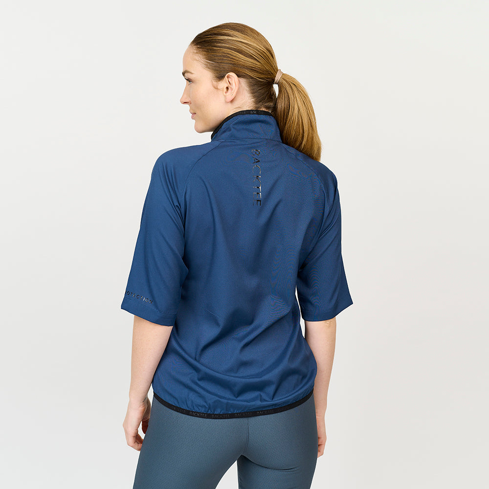 Dame 80 G. Kortærmet Foldbar Windshirt, Marineblå