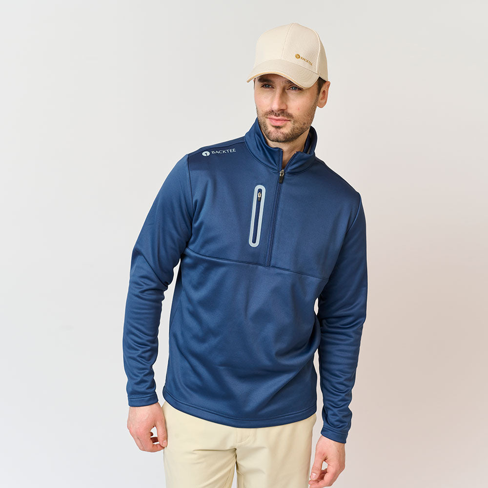 Herre Shield Zipneck Midlayer, Marineblå