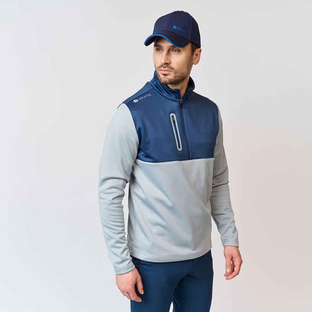 Herre Shield Zipneck Midlayer, Lys Grå