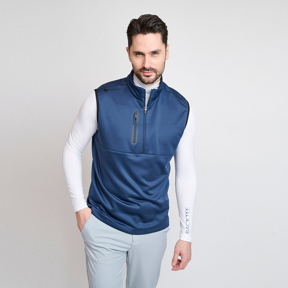 Herre Shield Midlayer Slipover, Marineblå