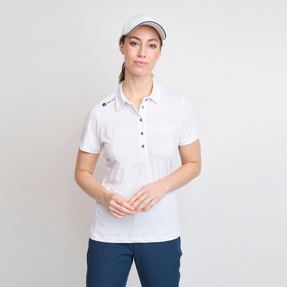 Dame Jacquard Polo, Hvid