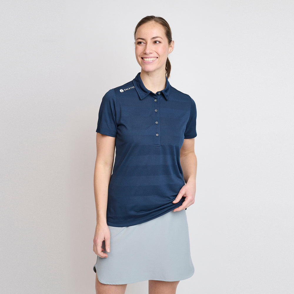 Dame Jacquard Polo, Marineblå