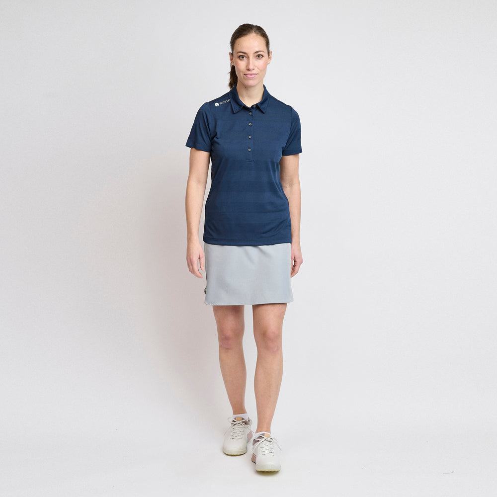 Dame Jacquard Polo, Marineblå