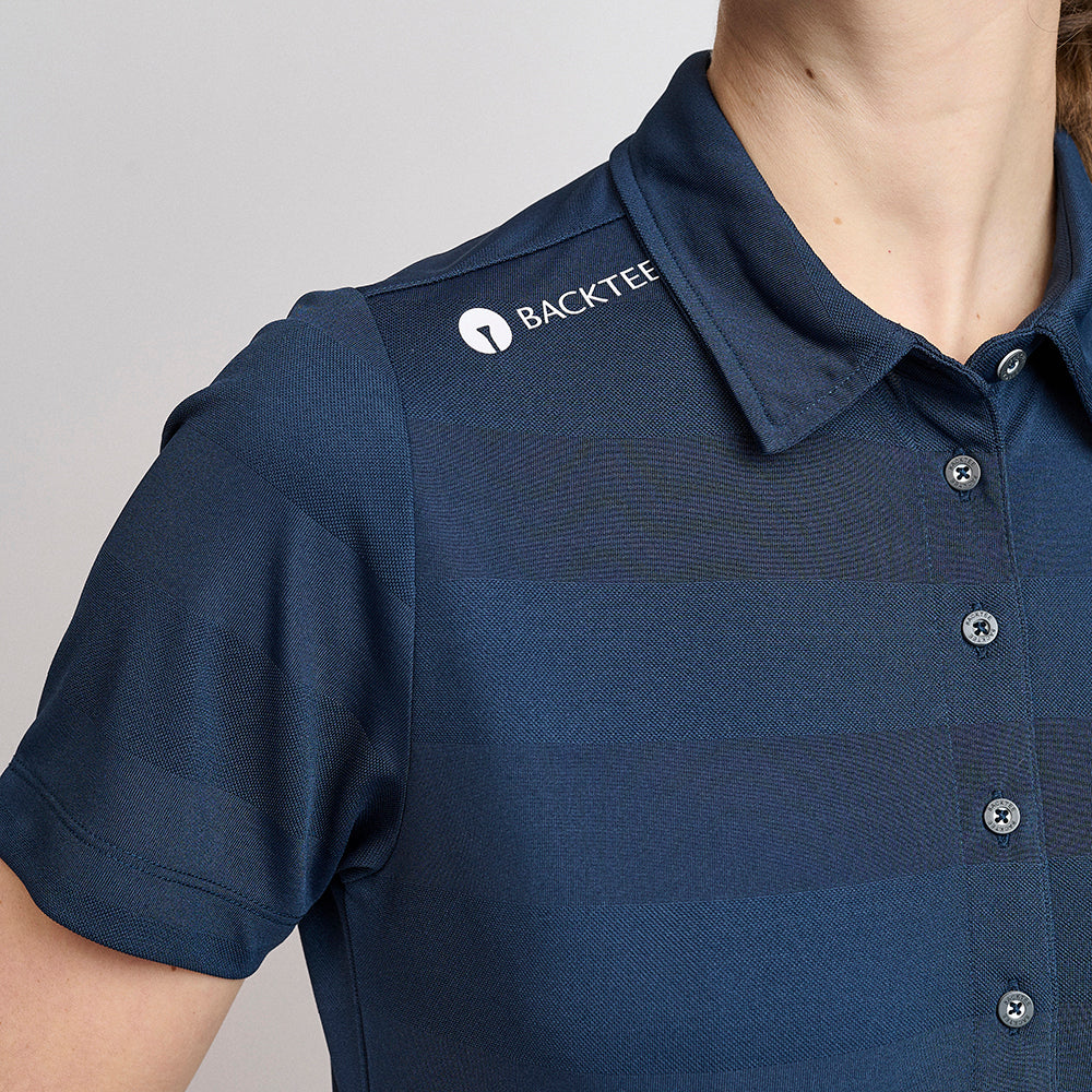 Dame Jacquard Polo, Marineblå