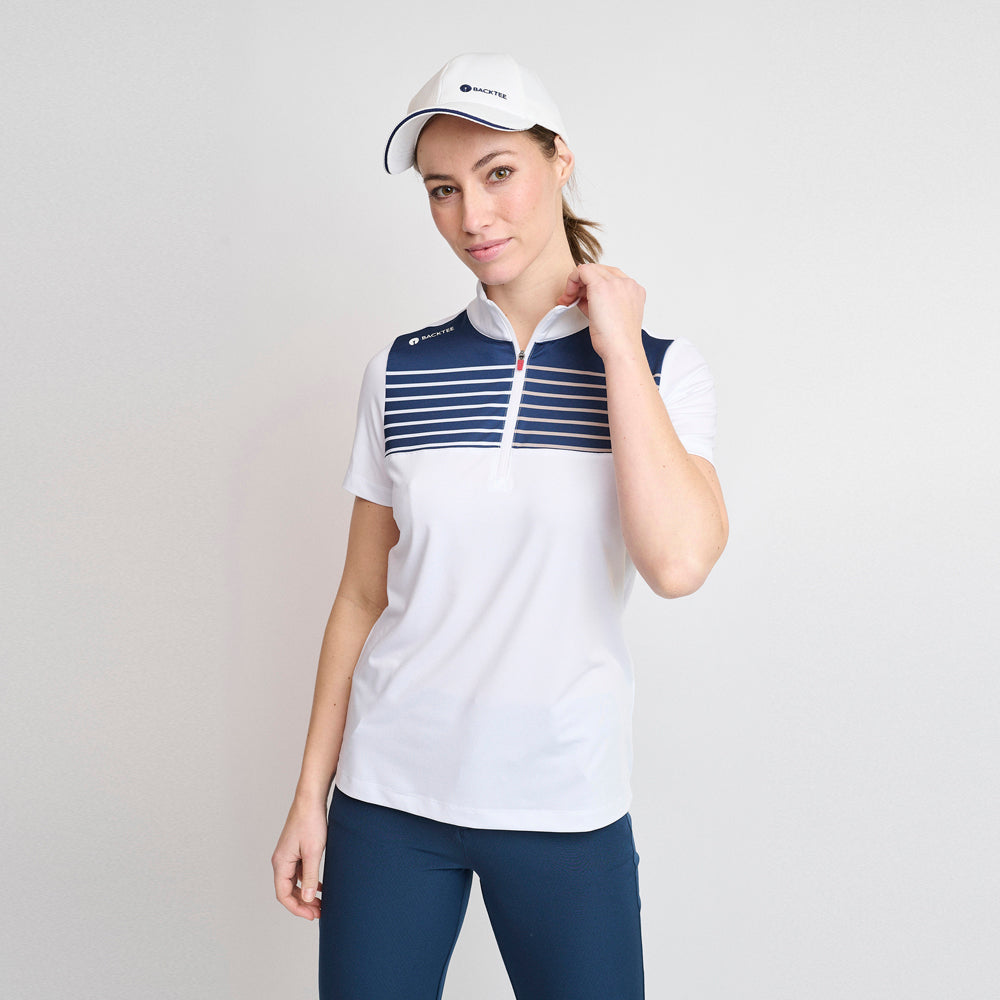 Dame Zip Golf Polo, Hvid