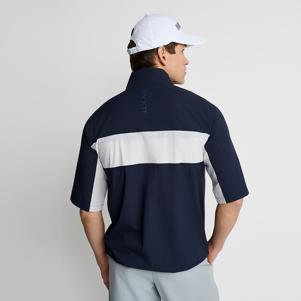 Herre Kortærmet Stretch Windbreaker Jakke, Marineblå